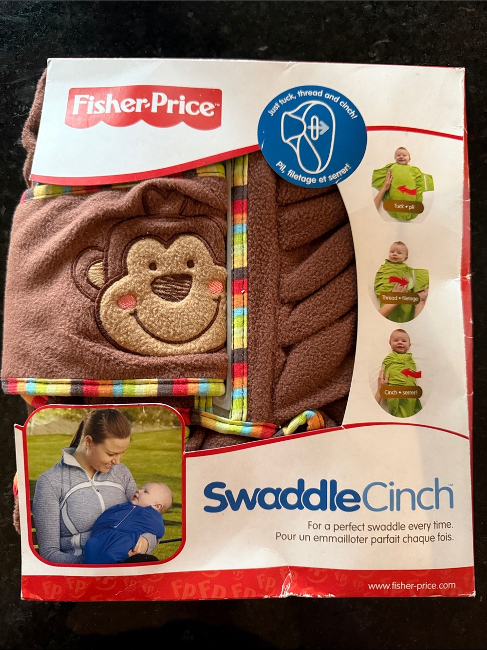 Fisher-Price Brown Monkey Swaddle with Multicolor Trim